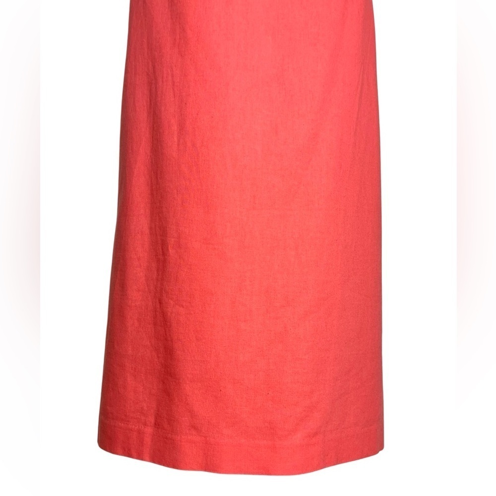 J Howard Womens Size 12P Orange Dress Gold Applique Linen Blend Lined Sleeveless - Picture 7 of 14